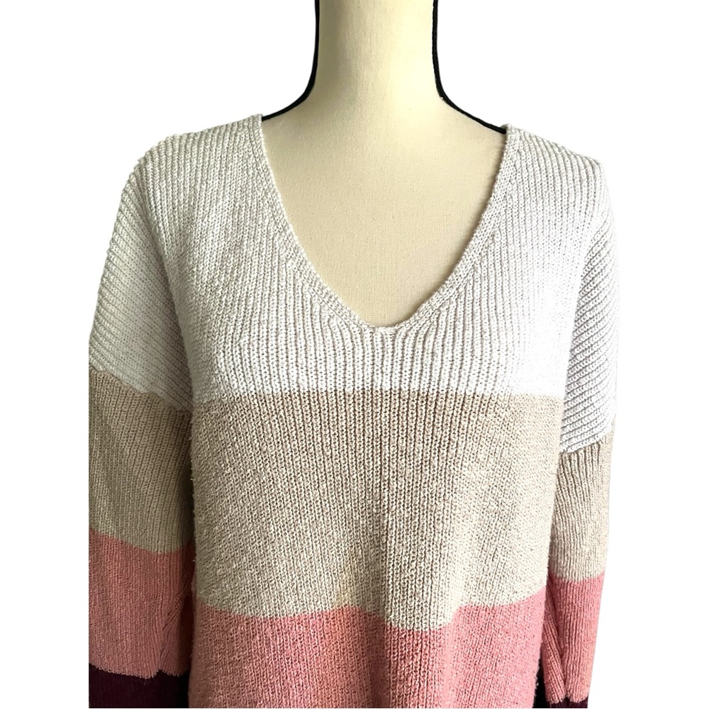 Torrid Colorblock V Neck Criss Cross Back Knit Tunic Sweater. Size Large - Picture 5 of 6